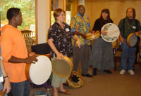 Toni teaching a frame drum class