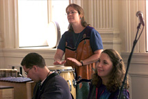 Baba Yaga Rhythm Expedition, Old State House, Hartford, CT, 2000 Left to right: Dan D'Andrea, Toni Kellar, Christina Boiano. Missing from photo: Craig Norton.